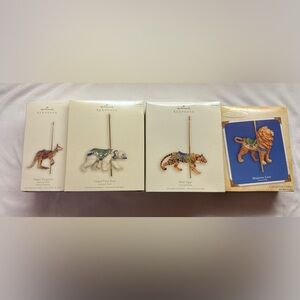Hallmark Keepsake Carousel Ride  Polar Bear, Kangaroo, Lion and Tiger Ornaments